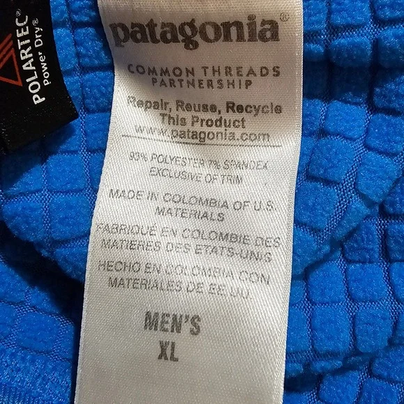 Patagonia Mens Blue 1/2 Zip R1 Pullover Sweater XL